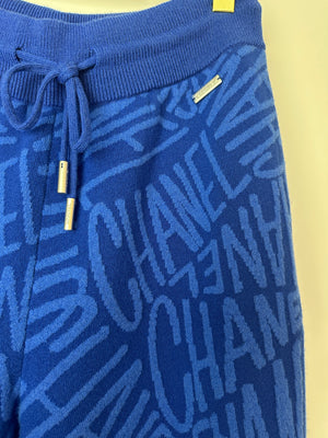 Chanel 21N Electric Blue Cashmere Jogging Bottom with Logo Detail Size FR 44 (UK 14) RRP £2,370