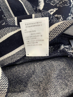 Christian Dior Navy Toile De Jouy Cashmere Trousers with Logo Detail Size FR 34 (UK 6)