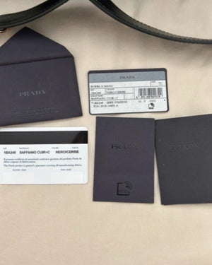 Prada Black Saffiano Leather Bag With Gold Hardware and Cross-Body Strap