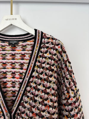 Chanel Multi-Colour Long Sleeve Cashmere Blend Knit Cardigan with Silver CC Logo Buttons Size FR 36 (UK 8)