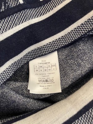 Christian Dior Navy Toile De Jouy Cashmere Trousers with Logo Detail Size FR 34 (UK 6)