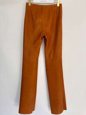 Loewe Brown Tan High-Rise Straight Leg Leather Trousers Size FR 38 (UK 10)