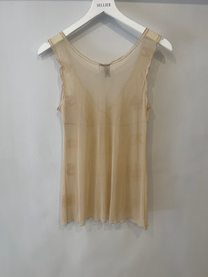 Chanel 03P Beige Lingerie Top with CC Logo and Perfume Embroideries Size FR 36 (UK 8)