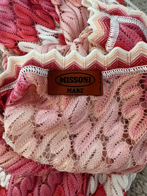 Missoni Mare White and Pink Knit Zig Zag Maxi Dress Size IT 38 (UK 6)