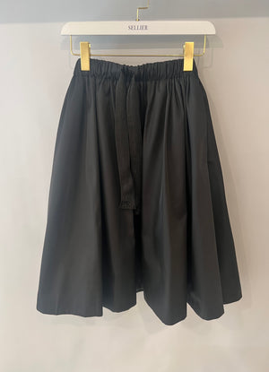 Prada Black Nylon Midi Skirt with Drawstring Detail Size IT 38 (UK 6)