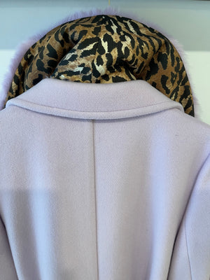 Blumarine Lilac Wool Coat with Detachable Handcuff and Collar Faux Fur Detail IT 42 (UK 10)