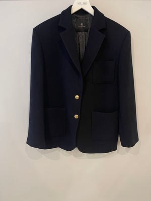 Anine Bing Black Wool Jacket with Gold Logo Buttons Size S (UK 8) RRP £560