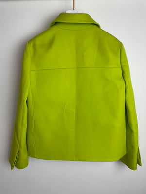 Gucci Lime Green Wool Shorts & Jacket Set With Silver Logo Detail Size IT 38/40 (UK 6/8)