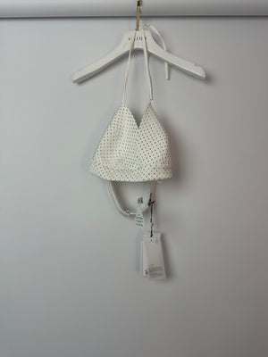 Nadine Merabi White Bra Top with Silver Rhinestone Embellishment Size S/M (UK 8/10)