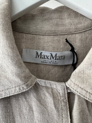 Max Mara Beige Linen Safari Shirt with Pocket Detail Size IT 40 (UK 8)