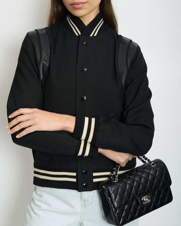 Saint Laurent Black Varsity Jacket with Leather Trimming Detail FR 40 (UK 10)