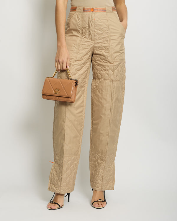 Hermès Beige Quilted Trousers with Pocket Detail FR 38 (UK 10)