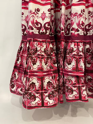 Dolce & Gabbana White and Pink Printed Sleeveless Maxi Dress Size IT 38 (UK 6)