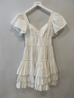 Dolce & Gabbana White Poplin Mini Corset Dress with Ruffle Details Size IT 44 (UK 12) RRP £1,400