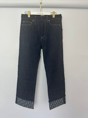 Christian Dior Dark Blue Denim Jeans with Monogram Logo Detail Size FR 34 (UK 6)