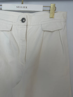 Chanel White Wide-Leg Denim Jeans with Pleat Detail FR 40 (UK 12)