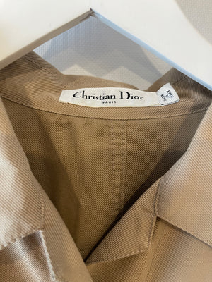 Christian Dior Beige Short-Sleeve Midi Dress with Belt and CD Logo Detail Size FR 42 (UK 14)
