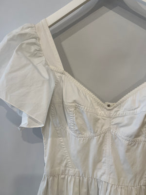 Dolce & Gabbana White Poplin Mini Corset Dress with Ruffle Details Size IT 44 (UK 12) RRP £1,400