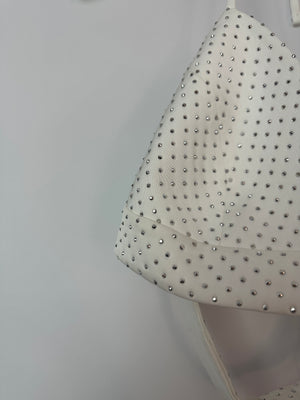 Nadine Merabi White Bra Top with Silver Rhinestone Embellishment Size S/M (UK 8/10)
