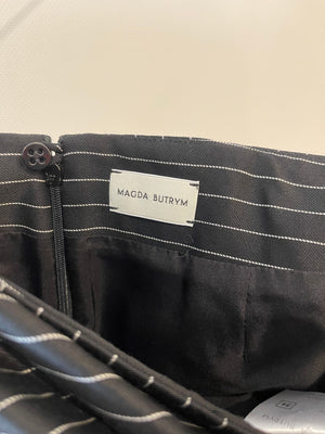 Magda Butrym Black Striped Mini Skirt with Rose Appliqué Detail Size FR 34 (UK 6) RRP £700