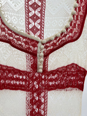 Alexander McQueen Red and Beige Stripped Maxi Lace Dress Size M (UK 12)