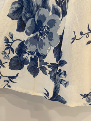 Reformation White and Blue Floral Printed Mini Dress Size US 4 (UK 8)
