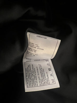 Chanel Black Shimmery Wool Long Coat with Gold CC Logo Buttons Size FR 34 (UK 6)