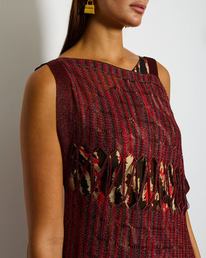 Missoni Red One Shoulder Printed Midi Dress with Tassel Over-Lay Size IT 38 (UK 6)