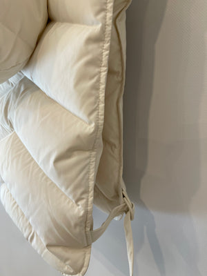 Hermès White Sleeveless Cropped Puffer Jacket with Logo Detail Size FR 38 (UK 10) RRP £2,400