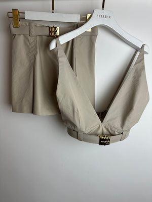 Miu Miu Beige Two-Piece Bra and Skirt Set Size IT 40/42 (UK 8/10)