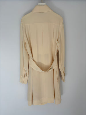 Fendi Cream Long Sleeve Mini Dress with Big Button Details Size IT 40 (UK 8)