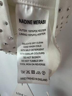 Nadine Merabi White Bra Top with Silver Rhinestone Embellishment Size S/M (UK 8/10)