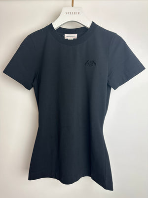 Alexander McQueen Black Cotton Round Collar T-Shirt with Logo Size IT 38 (UK 6)
