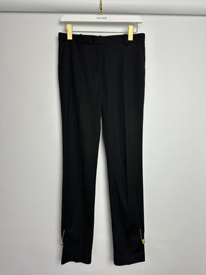 Versace Black Tailored Trousers with Gold Medusa Safety Pin Details Size IT 38 (UK 6)