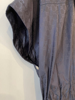 Gucci Navy GG Logo Hooded Rain Coat Size IT 38 (UK 6)