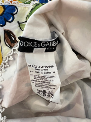 Dolce & Gabbana Multicolour Majolica Printed Sleeveless Mini Dress with Lace Trim Details Size IT 38 (UK 6)