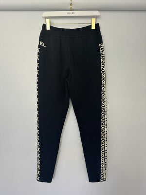 Chanel 19B Black Wool Jogging Bottom with Chanel Embroidery Detail Size FR 44 (UK 14) RRP £1,400
