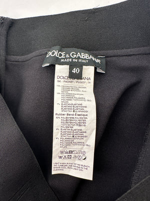 Dolce & Gabbana Black Midi Pencil Skirt with Logo Size IT 40 (UK 8)