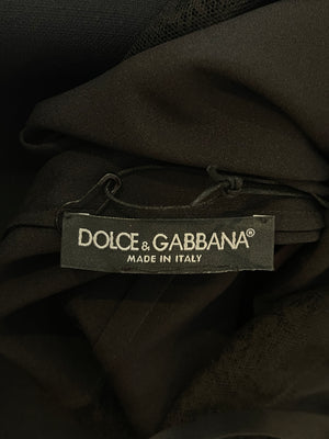 Dolce & Gabbana Black Lingerie Silk Lace Top with Logo Detail Size FR 38 (UK 10)