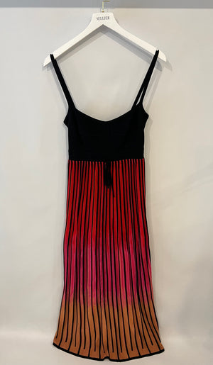 M Missoni Black and Multicolour Ombre Striped Maxi Dress with front Tie Detail Size IT 44 (UK 12)