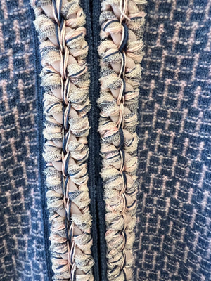 Chanel Blue and Pink Cashmere Knitted Cardigan with Braided Trim Detail Size FR 36 (UK 8)