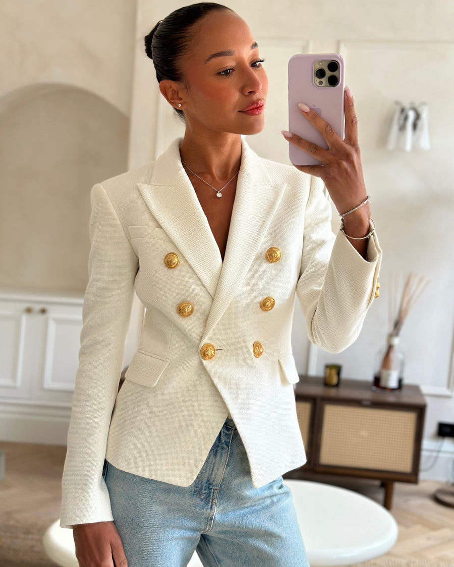 Balmain White Double Breasted Blazer Size FR 34 (UK 6)