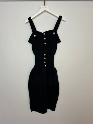Chanel Black Knit Sleeveless Dress with Pearl Button Details Size FR 38 (UK 10)