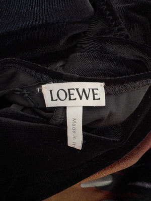 Loewe Black and Red Velvet Draped Maxi Dress with Body Print Size IT 38 (UK 6)