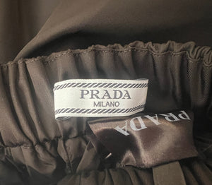 Prada Black Nylon Midi Skirt with Drawstring Detail Size IT 38 (UK 6)