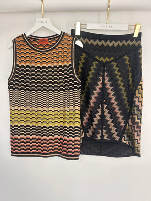 Missoni Brown Zig-Zag Vest Top and Skirt Set Size IT 40/44 (UK 8/12)