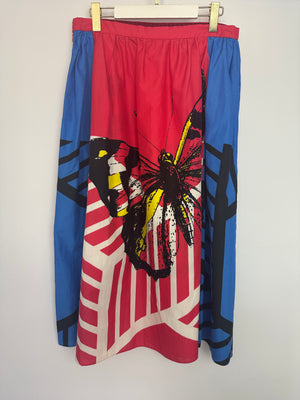 Christian Dior Red, White and Blue Printed Short-Sleeve Shirt and Long Skirt Set Size FR 44 (UK 16)