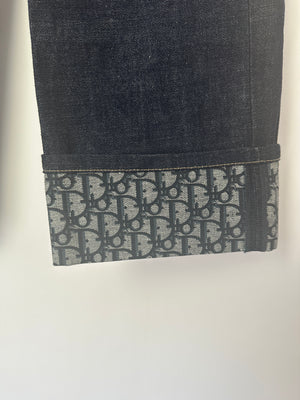 Christian Dior Dark Blue Denim Jeans with Monogram Logo Detail Size FR 34 (UK 6)