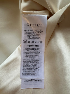 Gucci Cream Silk Long Sleeve Shirt GG Gold Buttons Detail Size IT 38 (UK 6) RRP £890