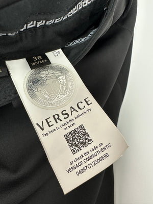 Versace Black Tailored Trousers with Gold Medusa Safety Pin Details Size IT 38 (UK 6)